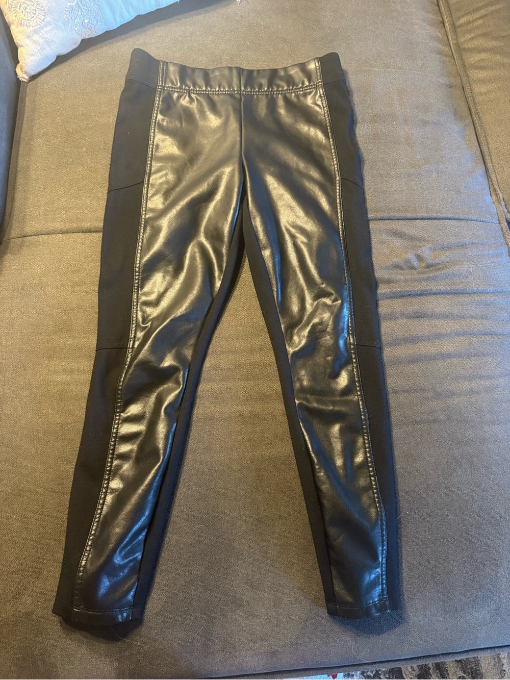 LOFT Black Ponte Leggings with Faux Leather Front